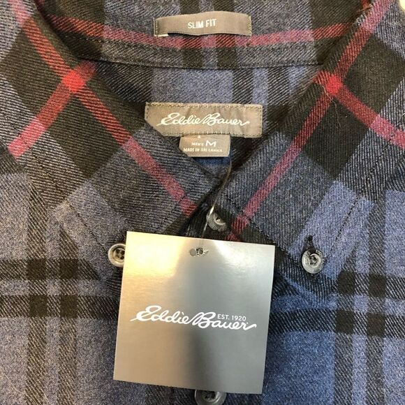 NWT EDDIE BAUER MEN’s Plaid Flannel slim fit M - Picture 9 of 9